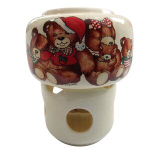 Room Scenter Potpourri Press Christmas Teddy Bear Candle Warmer 1986 Used